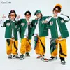 Hip Hop Boys Fashion Baseball Jacket Solid Cargo Pants Girls Cool Streetwear Children Jazz Clothes Set Kids Street Dance Costume 240508