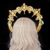 Вечеринка снабжает двухстороннее мари -богиня Halo Crown Boho в стиле волосы венок цветочный головной убор для свадебного фестиваля POS