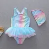 Swimwear en une pièce de style sud-est pour les enfants Sweet Princess Ballet Tutu Swimsuit With Glitter Little Girls Beach Kid 240511