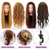 Mannequin Heads Wig Doll Human Model Head With Hair Blonde Brown Practice Curly Salon Training Tative Stand 80% Realistic Q240510