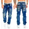 Herr jeans märken rak stretch smal jean homme pantalones hombre casual byxor denim byxor baggy jeans svartblå