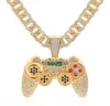 Colar de strass cubano Iced Link Link Chain Game Controller Colar de pingente para homens Men Men Gold Color Hip Hop Jóias X079978588