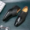 Oryginalne skórzane mężczyźni sukienka krokodylowa skórzane buty koronkowe buty weselne Mans Business Office Oxfords Flats Plus Size 38-48