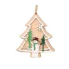 Hollow Laser Tree Decorations Wisiant Christmas 3d Wooden Santa Claus Elk Snowman Dekorat JN07