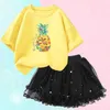 Giyim setleri 3-14 yaşındaki kız giyim seti yaz ananas üst ve tutu etek küçük prenses bebek seti doğum günü partisi çocuk giyim2405