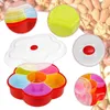 Plates Separable Colored Flower Shaped Fruit Bowl With Lid 6 Compartment Plastic Storage Organizer Serving Container