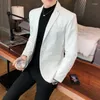 Men's Suits Men Fashion Casual Black White Suit Leather Jacket /Men Solid Color Business Collar PU Blazers Dress Coat