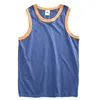 Sommer American ärmellose O-Neck Feste Farbe T-Shirt Herren Mode 100% Baumwollwäsche Freizeit Sport Fitness Basketball Tan Top 240511
