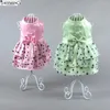 Vêtements de vêtements pour chiens Robe de harnais vert rose avec nœud papillon chiot animal de compagnie petit xs-xl