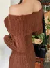 Casual Dresses Korean Fashion Lady Sticke Long A-Line Dress Women Sweater Sweet Sexy Off-Shoulder Bodycon Mujer Vestidos Stretchy Clothes