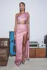 Joupes paillettes jupe rose clair scintillant avec une longueur de plancher à fente Loute sexy jolie robe personnalisée fleurs plus taille pour femmes vêtements