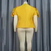 T-shirts pour femmes Blouse jaune sexy de l'épaule volant à manches courtes à manches droites de haute qualité de luxe de luxe pour dîner