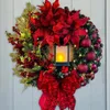 Kwiaty dekoracyjne 40 cmx40cm wisząca girlanda świąteczna z lampą naftową tabletopy centrum świąteczne wieniec na domowy kominek