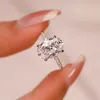 Simulação de luxo moissanite diamante anel grande anel de ovo oval para mulheres anéis de noivado de casamento