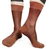 Erkek Çoraplar Naylon İpek Erkekler için Seksi Resmi takım elbise iş fetiş cazibe erkekler hortum çorap kahve