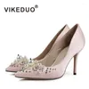 Klänningskor Vikeduo 2024 Diamond Luxury Sexy Dancing Fashion Wedding Party Shoe For Ladies Real Silk Women Thin High Heel Pumpar