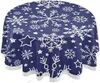 Tala de toalha de mesa Toleta de mesa Blue Christmas Snowflakes Round com refeições de alcance de renda Dining resistente a manchas 60 na capa para jantar em casa