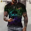 Musica di moda estiva arte colorata neon graffiti 3d t-shirt da uomo hip hop leisure street t-shirt cool top 240510