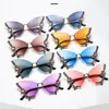 Sunglasses European And American Butterfly Shape Diamond Rimless Women's Fashion Personalized