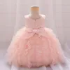 Mädchen Kleider Baby Mädchen 1. Geburtstagsfeier geschwollene Tulle Pailletten Taufe Kinder Abendkleid für rosa Prinzessin Hochzeit Gala Kostüme