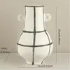 Vase Nordic Ins黒と白の手塗りセラミック花瓶の装飾品リビングルームデスクトップフラワーアレンジメントコンテナウェディングアート