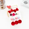 Hair Clips 5Pcs/Set Cute Year Accessory Set With Valentine's Day Red Heart Metal Duck Beak