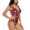 Frauen Badebekleidung sexy ein Stück Badeanzug Push Up Pfingstros mit Schach auf Schachbrett Frauen Rüschen Monokini Bodysuit Badeanzug