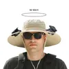 Berets Fischerhut mit Fan Doppelfans Outdoor-Solar Fisherman Windproof Bim USB-Ladung Anti-UV für