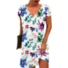 Robes décontractées Extra Soft Simple Summer Fashion Floral Imprime robe lâche confortable Breffe pour les femmes