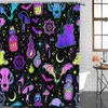 Douchegordijnen Halloween badkamer set met douchegordijn en tapijten accessoires heks schedel spookachtig stoffen douchegordijn voor badkamer kunstdecoratie