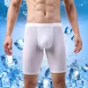 Underbyxor Mäns långa ben Ice Silk Underwear Boxer Briefs med andningsbart tyg och fast färgdesign för förbättrad komfort