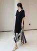 Robe à deux pièces NYFS 2024 Été Nouveau femme Vesidos Robe Elbise Loose plus taille Patched Work Silk Velvet Pants Q240511