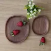 Plates Black Walnut Tray Solid Wood Plate Profiled Fruit Dim Sum Dish Serving Japanese