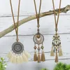 Chaines Boho Collier Long Pild à frotte ethnique Fleur Rétro Fleur Pendre Chaîne Pull Tull Travel Travel Daily Bijoux