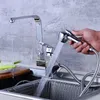 Rubinetti da cucina cromata tira spray lavello spray rubinetto 360 rotazione a led beccuccio a manico singolo e ponte freddo montato