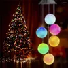 Estatuetas decorativas Rice LED Ball Solar Lamp Wind Wind Wind Chime Outdoor Impermeável Luz colorida de rolinhos pendurados para o jardim de casas