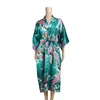 Decken Bademantelkleid Chinesische Frauen Lange Robenabdruck Blume Peacock Kimono Braut Brautjungfer Hochzeit Roben sexy Nachtwäschedecke Decke