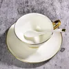 Mugs Bone China Gold Coffee Cup och Saucer Ceramic Afternoon Flower Set