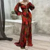 Lässige Kleider eleganter langärmeliger Kleid Strass von Schulter Maxi für Prom Bankettpartys Frauen bodenlange Abendkleid
