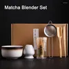 Ensembles de cimes de thé 4pcs / 6pcs de mélangeur de matcha japonais avec bambou fouet à cuillère à café