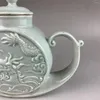 Decorative Figurines Chinese Qing Qianlong Celadon Porcelain Carved Dragon Teapot Wine Pot 8.66 Inch