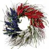 Decorative Flowers Independence Day Wreath Summer Holiday Home Use With Leaves Wall Porch Patriotic Memorial DIY Craft For Front Door