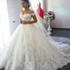 ZJ9171 2021 Princess elfenben Vit bröllopsklänning av axel spets brudklänningar älskling bollklänning plus storlek 300A