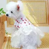 Appareils pour chiens Patché à fraise robe blanc veste vêtements pour animaux de compagnie en tulle filles chat prol sans manches swets à capuche