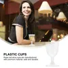 Disposable Cups Straws Ice Cream Dish Red Goblets Party Toasting Flutes Mousse Ice-cream Plastic Champagne Bar
