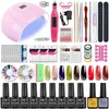 Zestawy do paznokci Zestaw Manicure Pro Paznokcie Zestawy do paznokci Zestaw lakieru do paznokci z lampa paznokciowy Półprzewajny lakier lakier