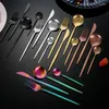 Dinnerware Sets 16Pcs Gold Stainless Steel Cutlery Set Knife Fork Spoon Matte Tableware Wedding Birthday Silverware Dinner