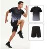 Survêtements masculins 2023 Nouveau été pour hommes Sportswear Gradient imprimé Badminton T-shirt extérieur Runchable Q2405010