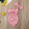 Citgeett Summer Born Baby Girls Off Rameer Bodysuit Bodysuit Strój Bowknot Cute Odzież 240511