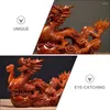 Dekorativa figurer 2024 Zodiac Dragon Wood Carved Ornament Office Decoration Crafts Toy Desktop Miniature Chinese Style Animal Statues